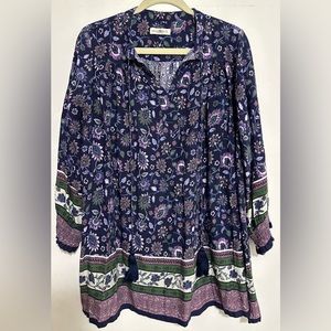 Natural Life tunic dress, size small. Blue/purple floral design.